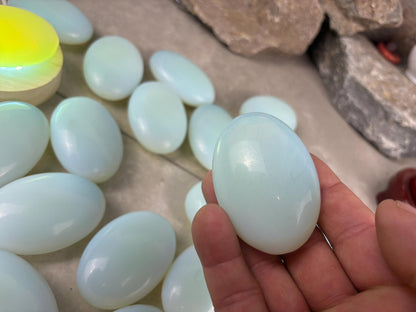 Angel Glass Opalite Palm Stone: Polished Crystal for Anxiety Relief Home Decor Worry Pocket Stress Anxiety Palm Birthday Christmas Gift