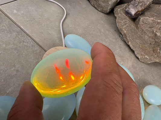 Angel Glass Opalite Palm Stone: Polished Crystal for Anxiety Relief Home Decor Worry Pocket Stress Anxiety Palm Birthday Christmas Gift