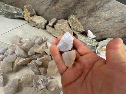 Raw Blue Quartz Crystals Natural Crystal Worry Stone Home Decor Anxiety Pocket Distraction Meditation Gift Birthday Christmas