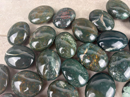 Kathiawar Peninsula India Bloodstone Polished Carved Crystal for Anxiety Relief Palm Stones Pocket Stress Relief Distraction Birthday Gift