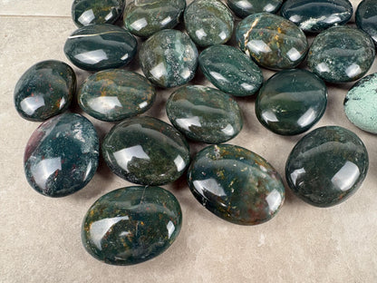 Kathiawar Peninsula India Bloodstone Polished Carved Crystal for Anxiety Relief Palm Stones Pocket Stress Relief Distraction Birthday Gift