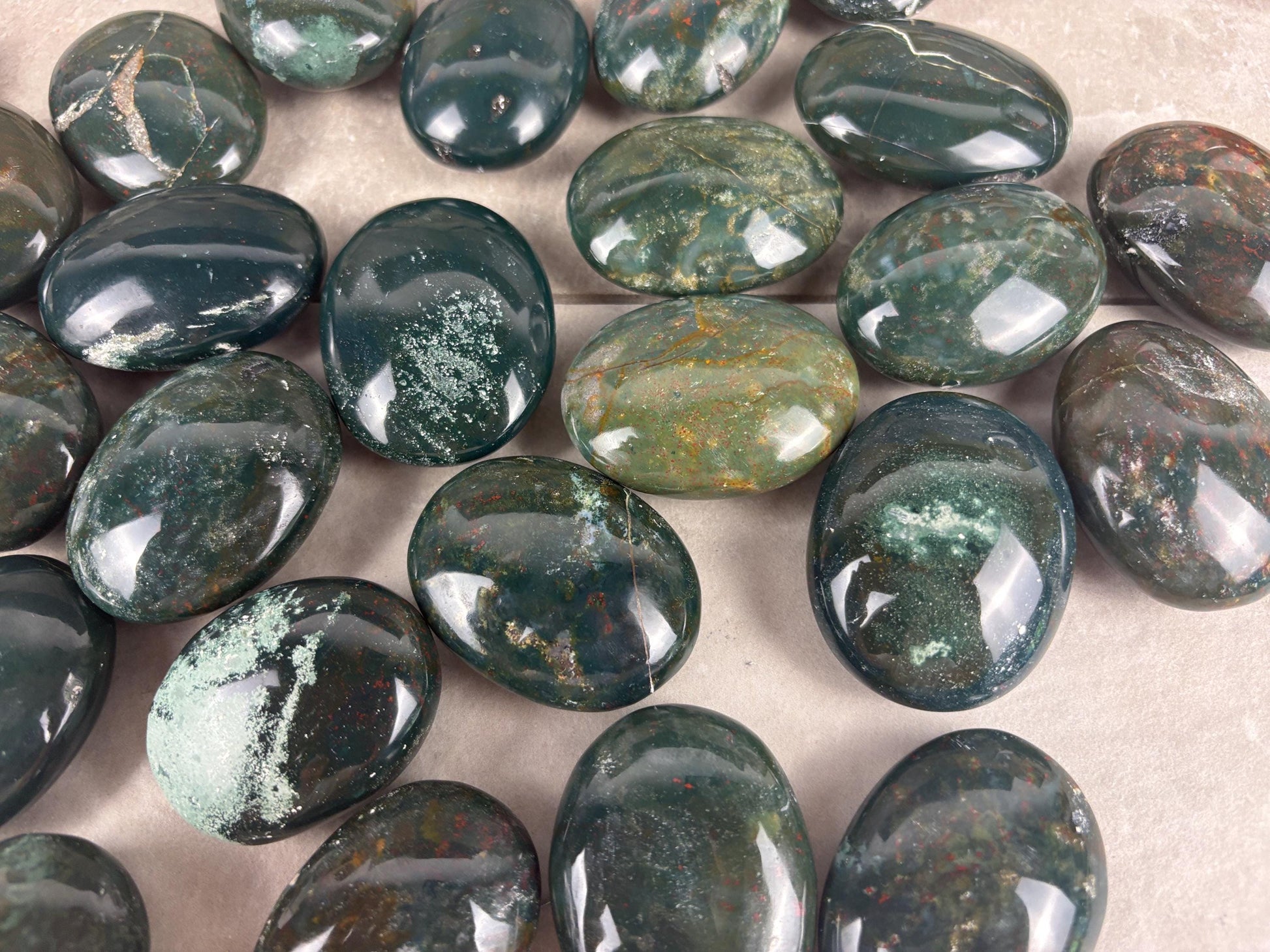 Kathiawar Peninsula India Bloodstone Polished Carved Crystal for Anxiety Relief Palm Stones Pocket Stress Relief Distraction Birthday Gift