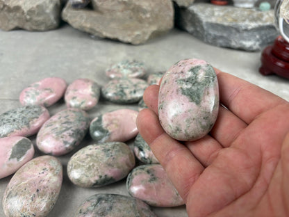 Rhodochrosite Palm Stone: Polished Calming Crystal for Stress Relief Home Decor Worry Pocket Stress Anxiety Palm Stone