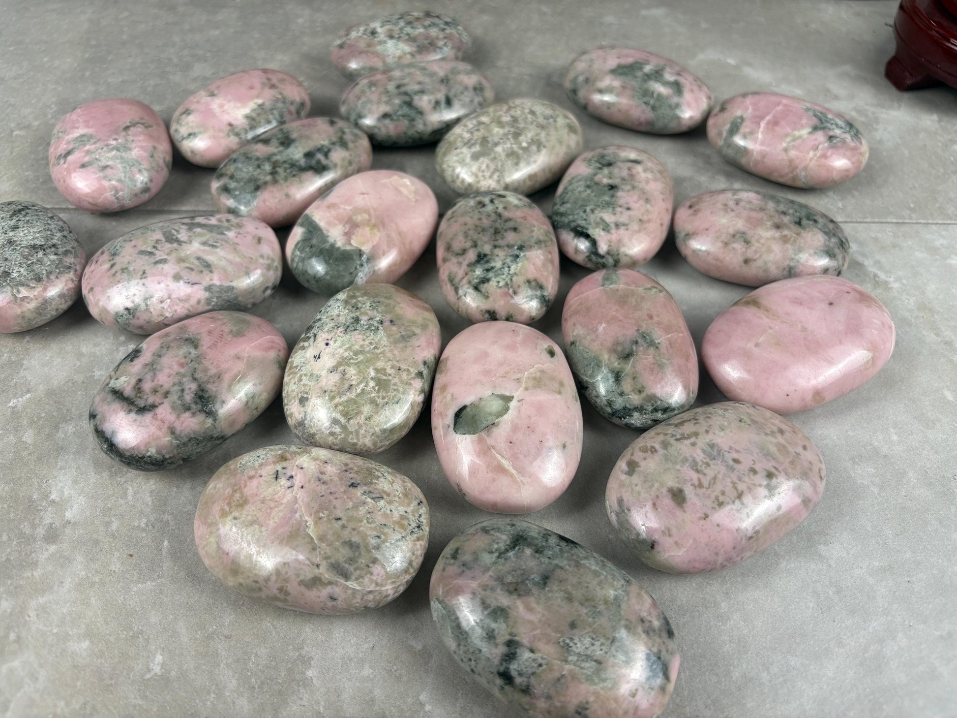 Rhodochrosite Palm Stone: Polished Calming Crystal for Stress Relief Home Decor Worry Pocket Stress Anxiety Palm Stone