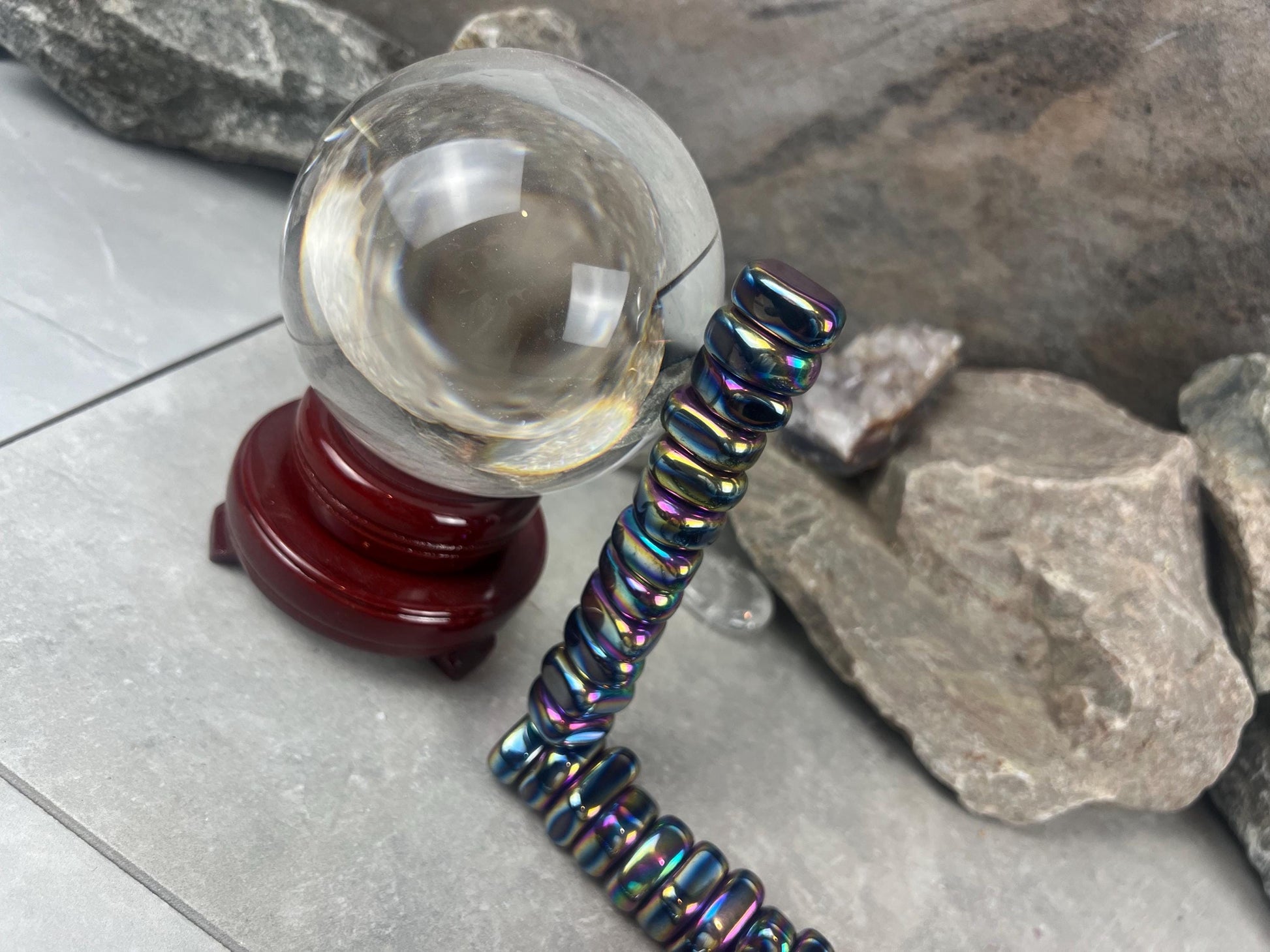 Aura Rainbow Magnetic Magnetite Tumble Stones Anxiety Worry Meditation Decor Home Decor Worry Pocket Stress Anxiety Palm Stone