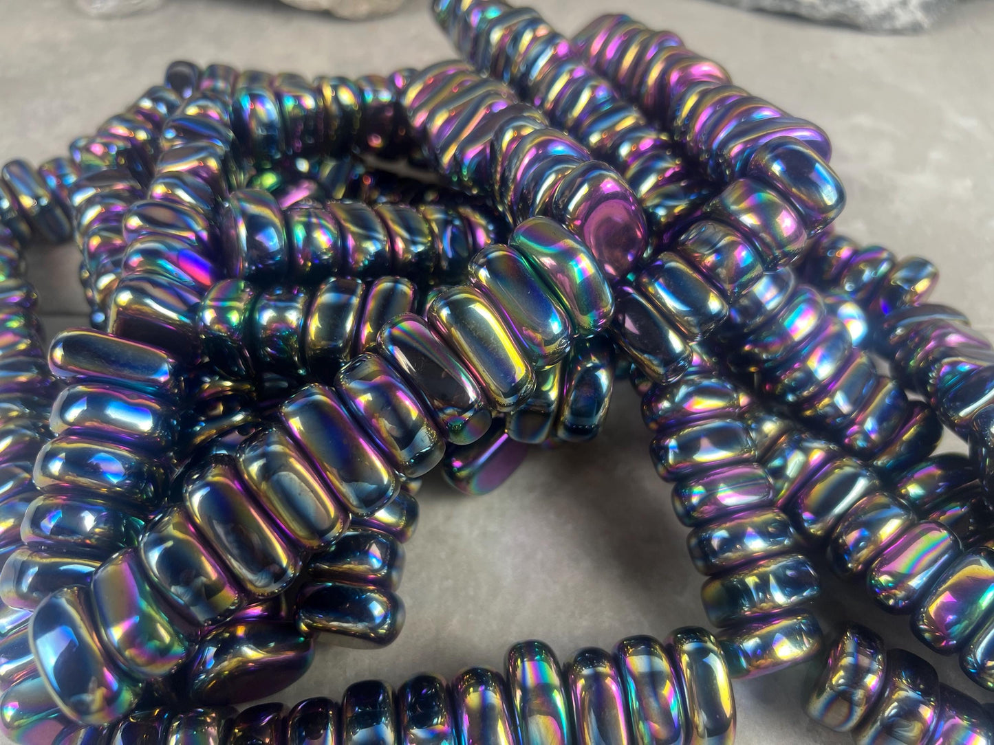 Aura Rainbow Magnetic Magnetite Tumble Stones Anxiety Worry Meditation Decor Home Decor Worry Pocket Stress Anxiety Palm Stone