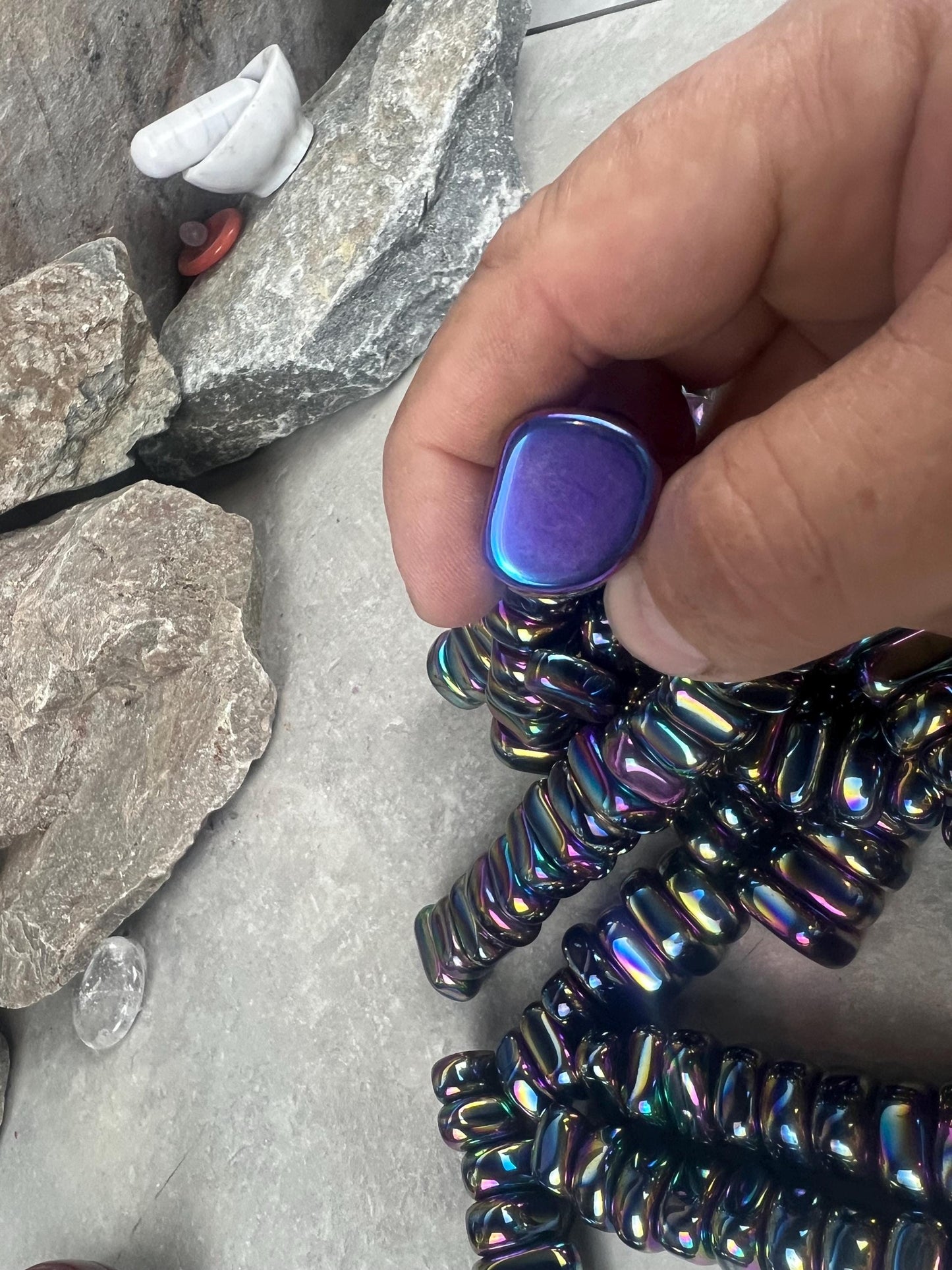 Aura Rainbow Magnetic Magnetite Tumble Stones Anxiety Worry Meditation Decor Home Decor Worry Pocket Stress Anxiety Palm Stone