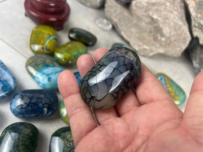 Blue Dragon Veined Agate Stone Polished Worry Stone Home Decor Home Decor Anxiety Pocket Home Decor Worry Pocket Stress Anxiety Palm Stone