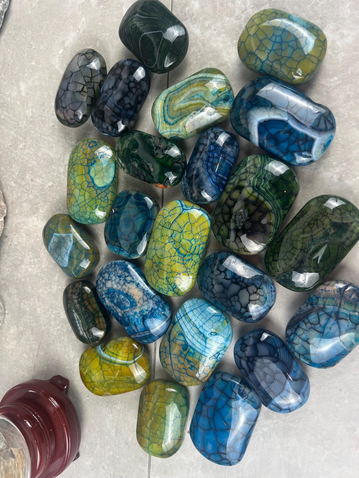 Blue Dragon Veined Agate Stone Polished Worry Stone Home Decor Home Decor Anxiety Pocket Home Decor Worry Pocket Stress Anxiety Palm Stone