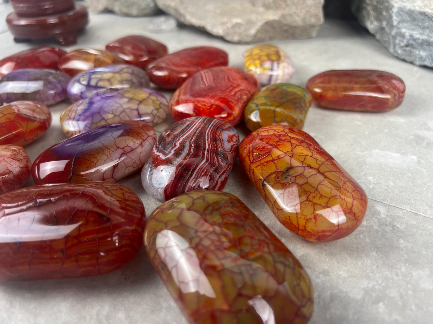 Blood Dragon Veined Agate Stone Polished Worry Stone Home Decor Home Decor Anxiety Pocket Home Decor Worry Pocket Stress Anxiety Palm Stone