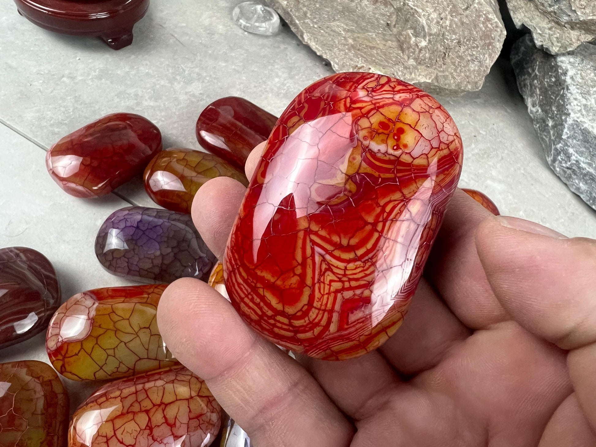 Blood Dragon Veined Agate Stone Polished Worry Stone Home Decor Home Decor Anxiety Pocket Home Decor Worry Pocket Stress Anxiety Palm Stone