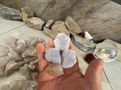 Raw Blue Quartz Crystals Natural Crystal Worry Stone Home Decor Anxiety Pocket Distraction Meditation Gift Birthday Christmas