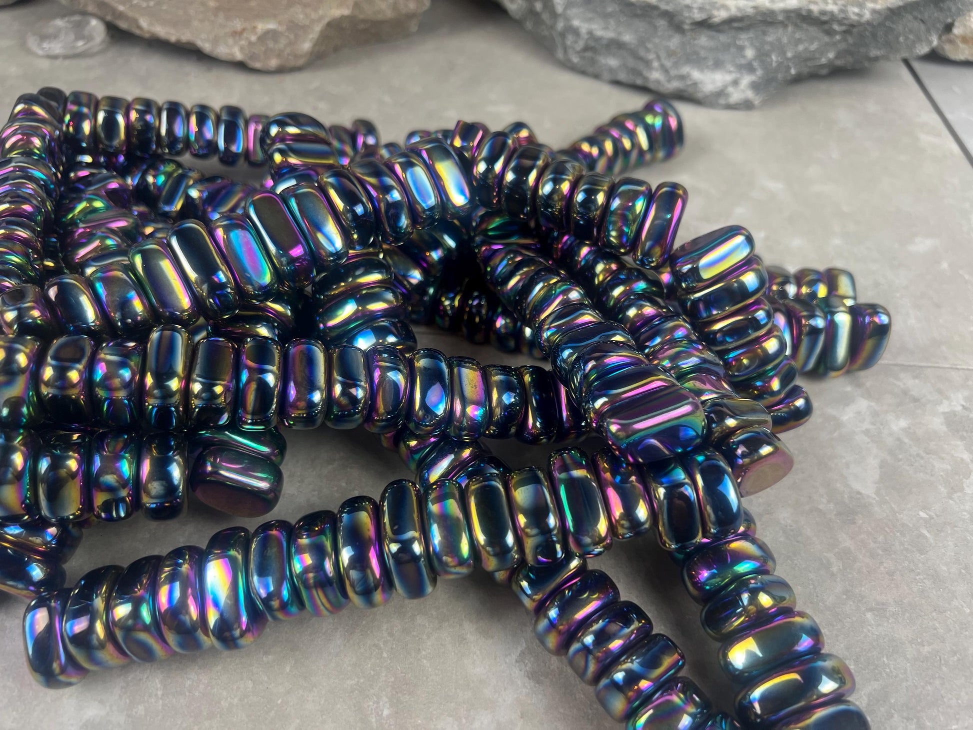 Aura Rainbow Magnetic Magnetite Tumble Stones Anxiety Worry Meditation Decor Home Decor Worry Pocket Stress Anxiety Palm Stone