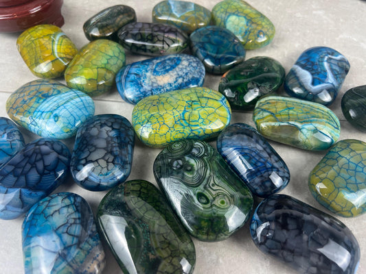 Blue Dragon Veined Agate Stone Polished Worry Stone Home Decor Home Decor Anxiety Pocket Home Decor Worry Pocket Stress Anxiety Palm Stone