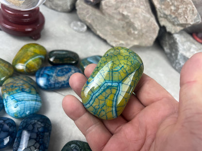 Blue Dragon Veined Agate Stone Polished Worry Stone Home Decor Home Decor Anxiety Pocket Home Decor Worry Pocket Stress Anxiety Palm Stone