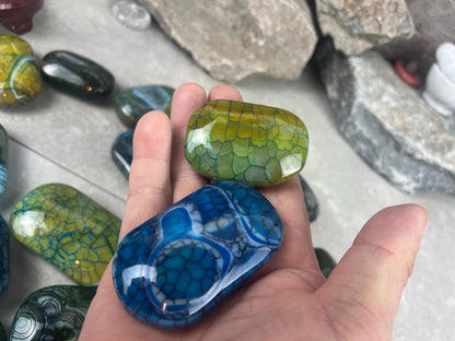 Blue Dragon Veined Agate Stone Polished Worry Stone Home Decor Home Decor Anxiety Pocket Home Decor Worry Pocket Stress Anxiety Palm Stone