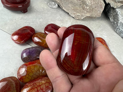Blood Dragon Veined Agate Stone Polished Worry Stone Home Decor Home Decor Anxiety Pocket Home Decor Worry Pocket Stress Anxiety Palm Stone