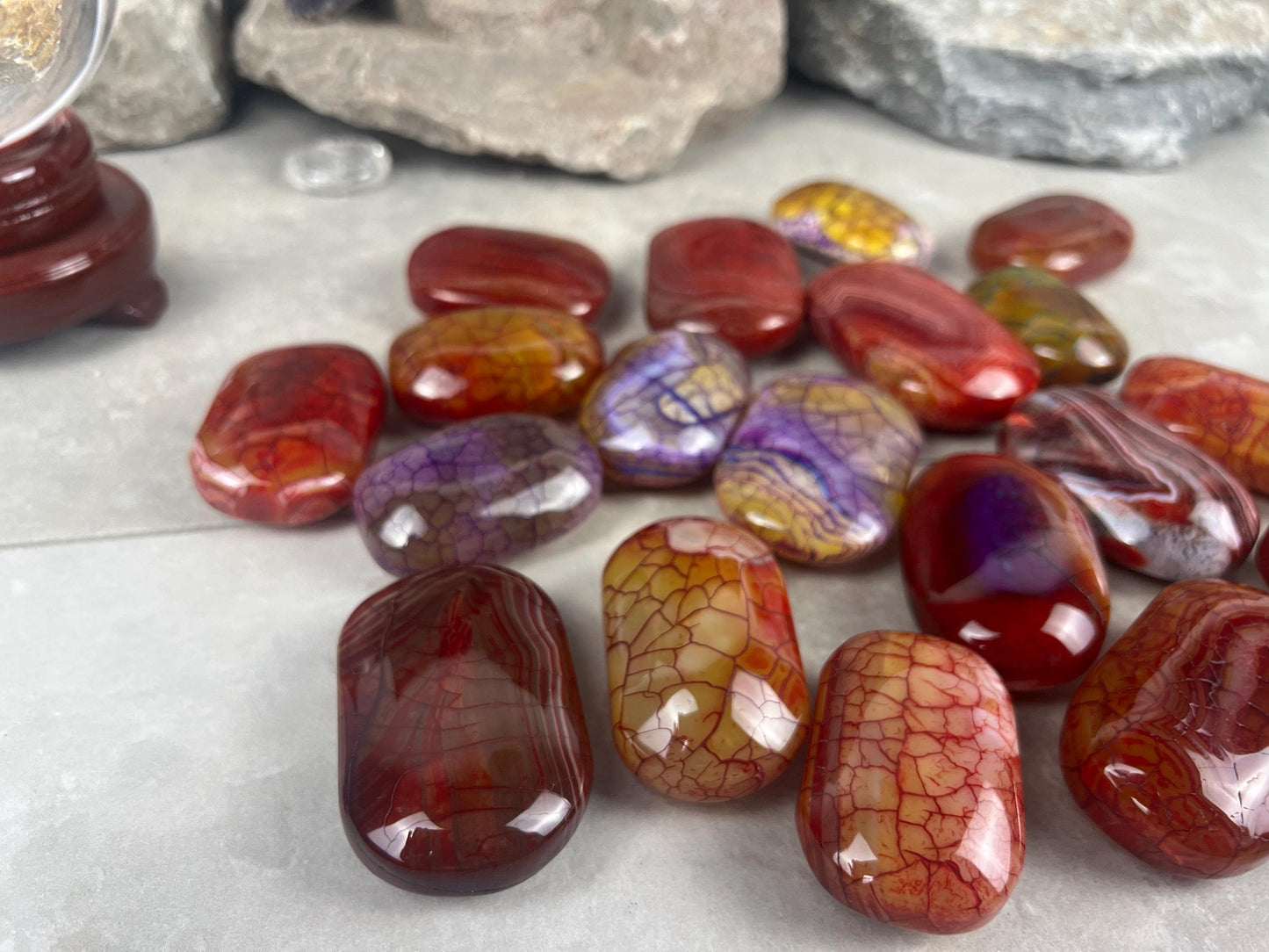 Blood Dragon Veined Agate Stone Polished Worry Stone Home Decor Home Decor Anxiety Pocket Home Decor Worry Pocket Stress Anxiety Palm Stone