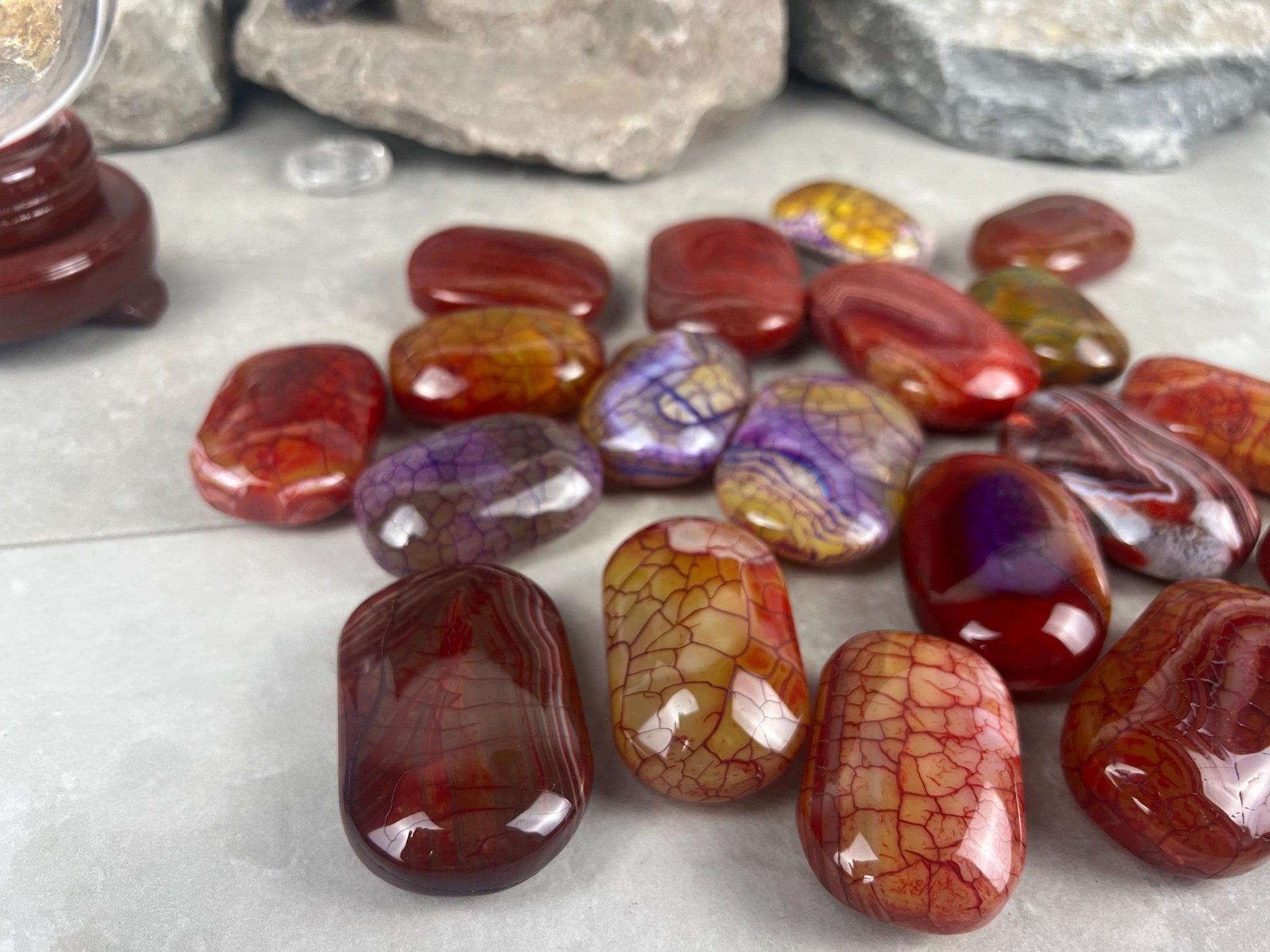 Blood Dragon Veined Agate Stone Polished Worry Stone Home Decor Home Decor Anxiety Pocket Home Decor Worry Pocket Stress Anxiety Palm Stone