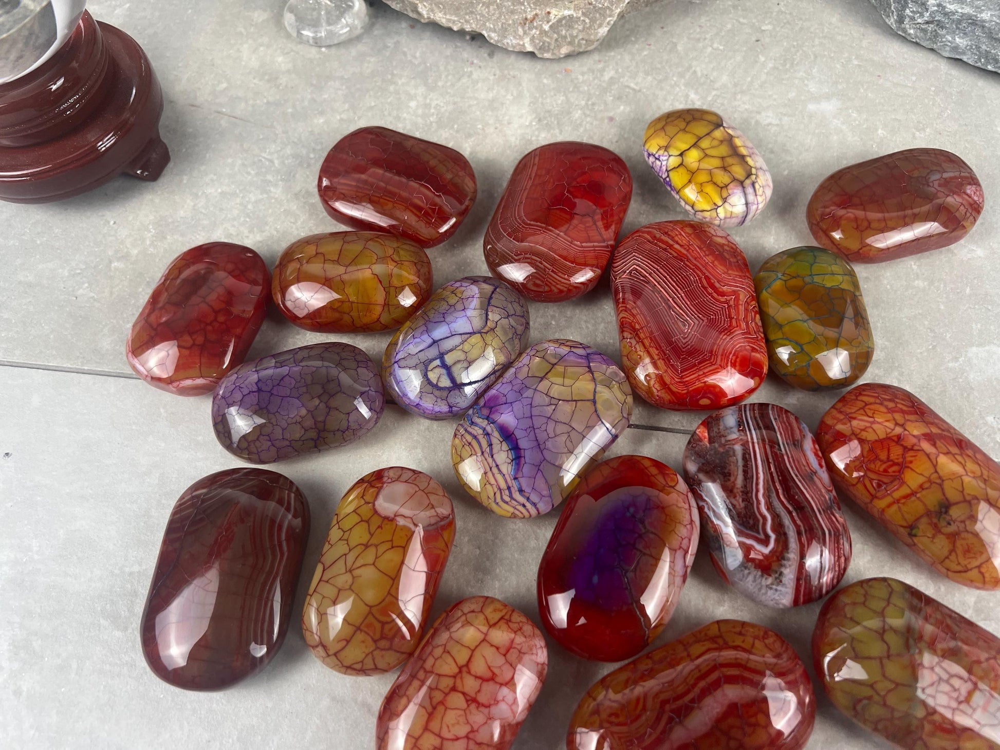 Blood Dragon Veined Agate Stone Polished Worry Stone Home Decor Home Decor Anxiety Pocket Home Decor Worry Pocket Stress Anxiety Palm Stone
