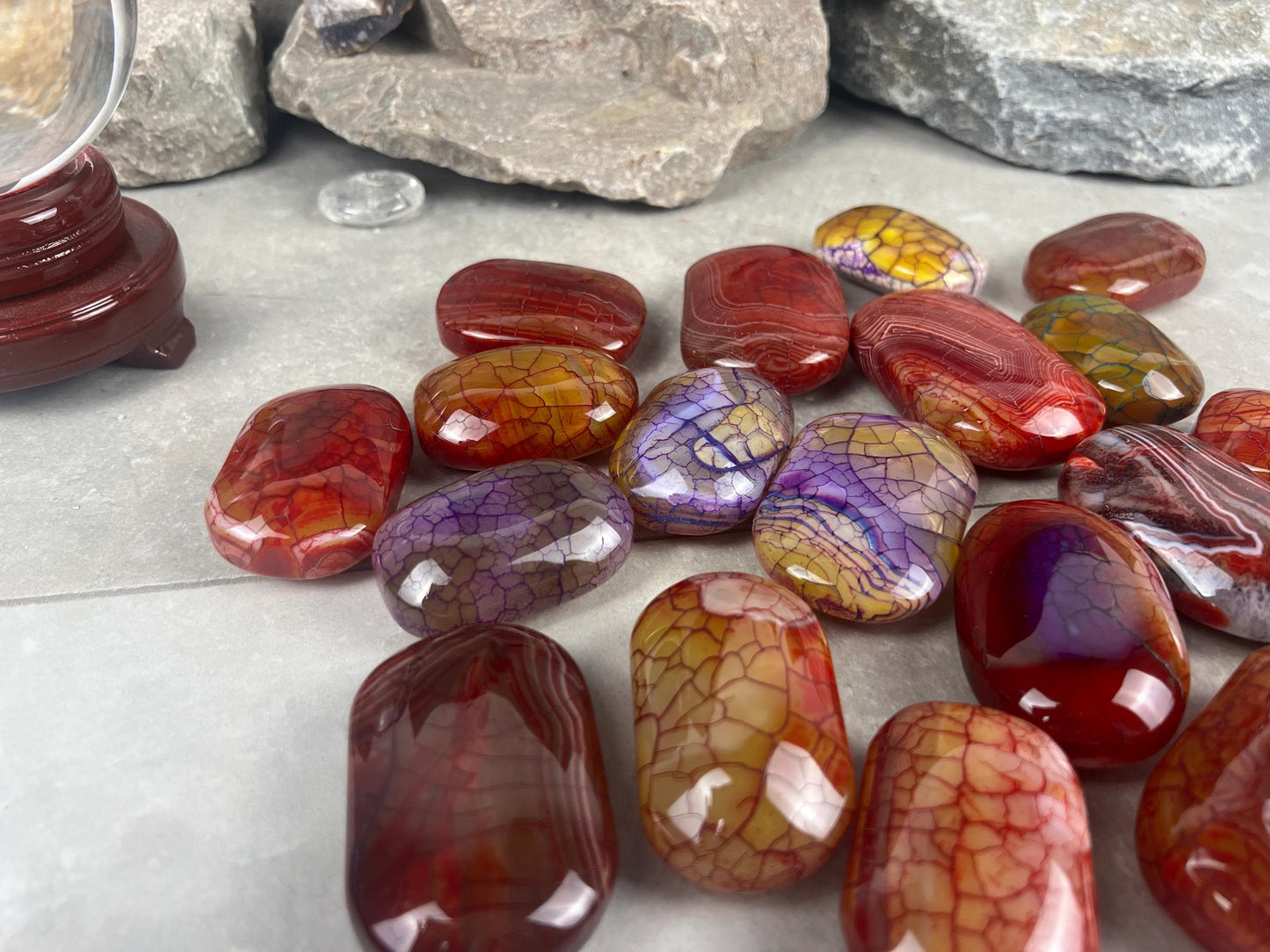 Blood Dragon Veined Agate Stone Polished Worry Stone Home Decor Home Decor Anxiety Pocket Home Decor Worry Pocket Stress Anxiety Palm Stone