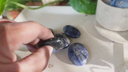 Blue Sodalite Palm Stone Natural Crystal Polished Worry Stone Home Decor Anxiety Pocket Distraction Meditation Gift Birthday Christmas