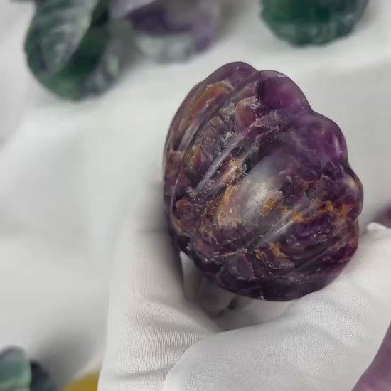 Fluorite Crystal Seashell Carving: Polished Gemstone Statue