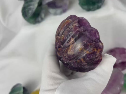 Fluorite Crystal Seashell Carving: Polished Gemstone Statue