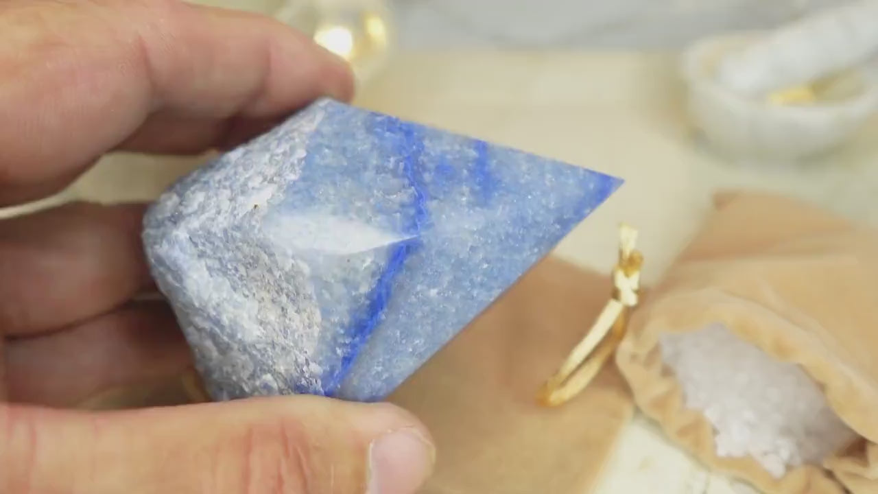 Blue Aventurine Crystal Point: Raw Carved Stone, South Africa