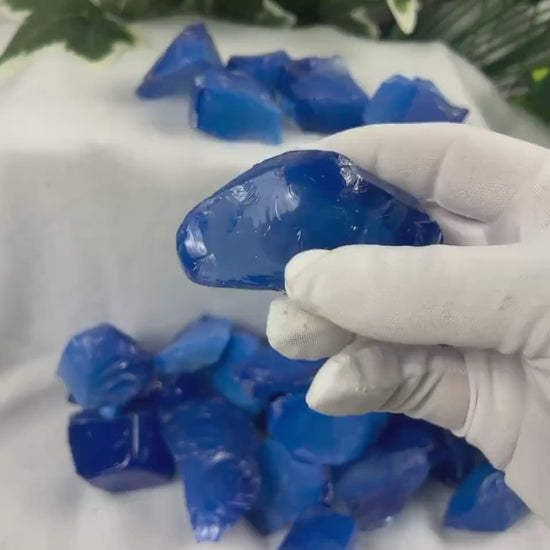 Raw Sapphire Opalite Crystal Glass Arts and Crafts Home Decor Gift Birthday Stone Anxiety Worry Meditation Christmas Mineral