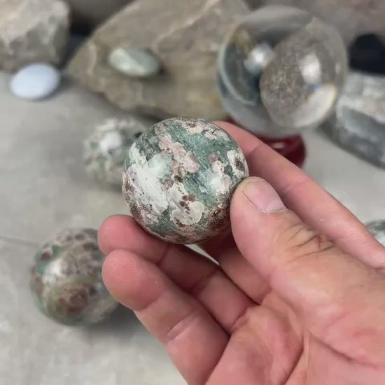 Polished Madagascan Flower Agate Sphere: Reflective Home Decor Stone