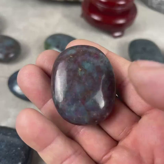 Ruby in Kyanite Matrix Palm Stone: Anxiety Relief, Home Decor