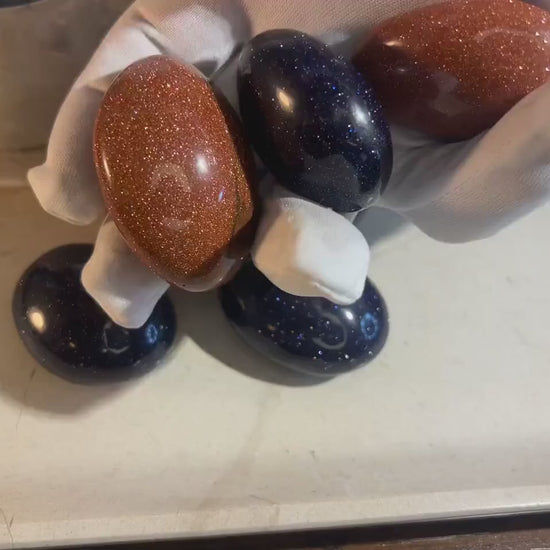 Orange & Purple Goldstone Palm Stone: Meditation Crystal Gift Home Decor Worry Pocket Stress Anxiety Palm Stone