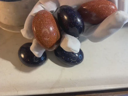 Orange & Purple Goldstone Palm Stone: Meditation Crystal Gift Home Decor Worry Pocket Stress Anxiety Palm Stone