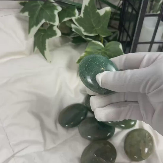 Green Mica Palm Stone: Polished Crystal for Stress & Anxiety Relief