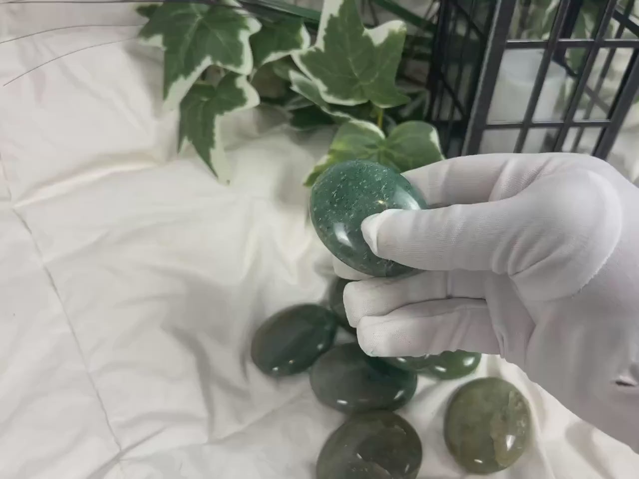Green Mica Palm Stone: Polished Crystal for Stress & Anxiety Relief