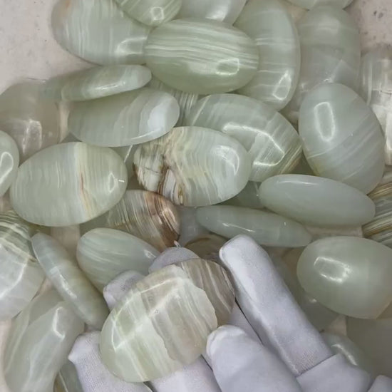 Afghan Lapis Jade Palm Stone: Carved Crystal Worry Stone