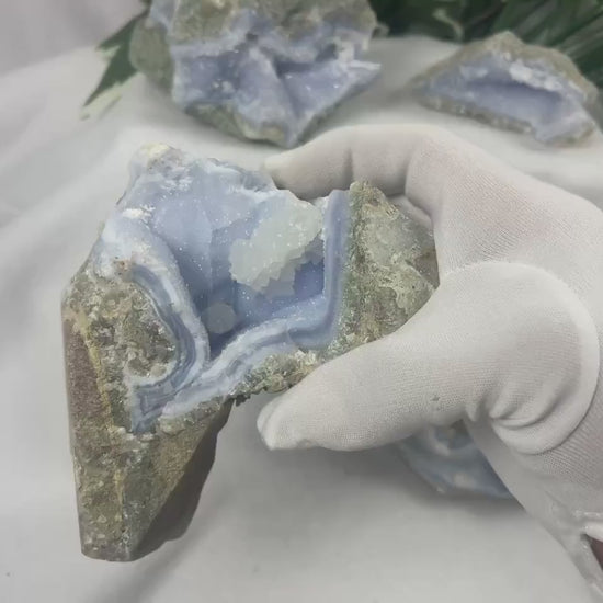 Raw Blue Lace Agate Crystal: Calming Home Decor Gemstone