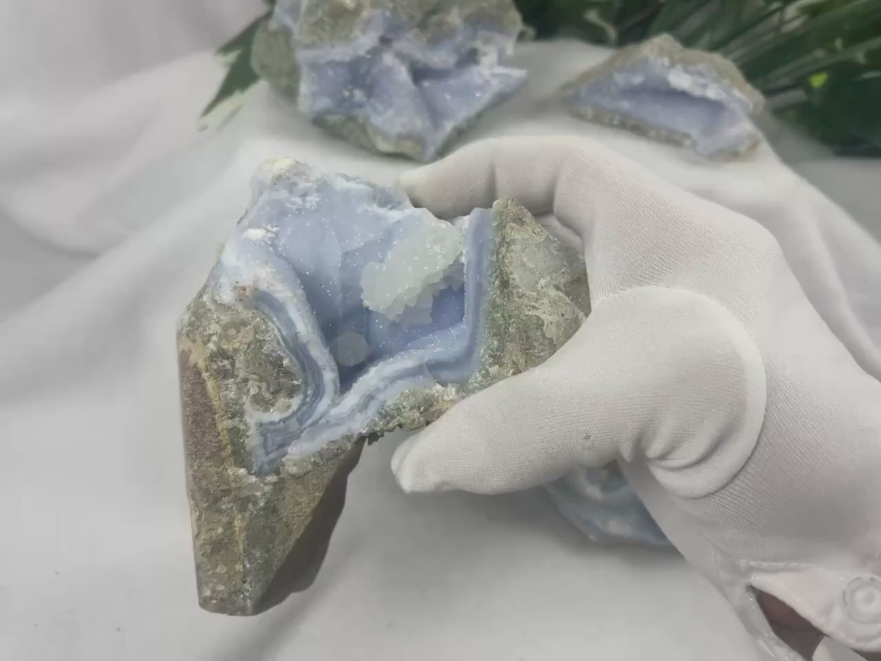Raw Blue Lace Agate Crystal: Calming Home Decor Gemstone