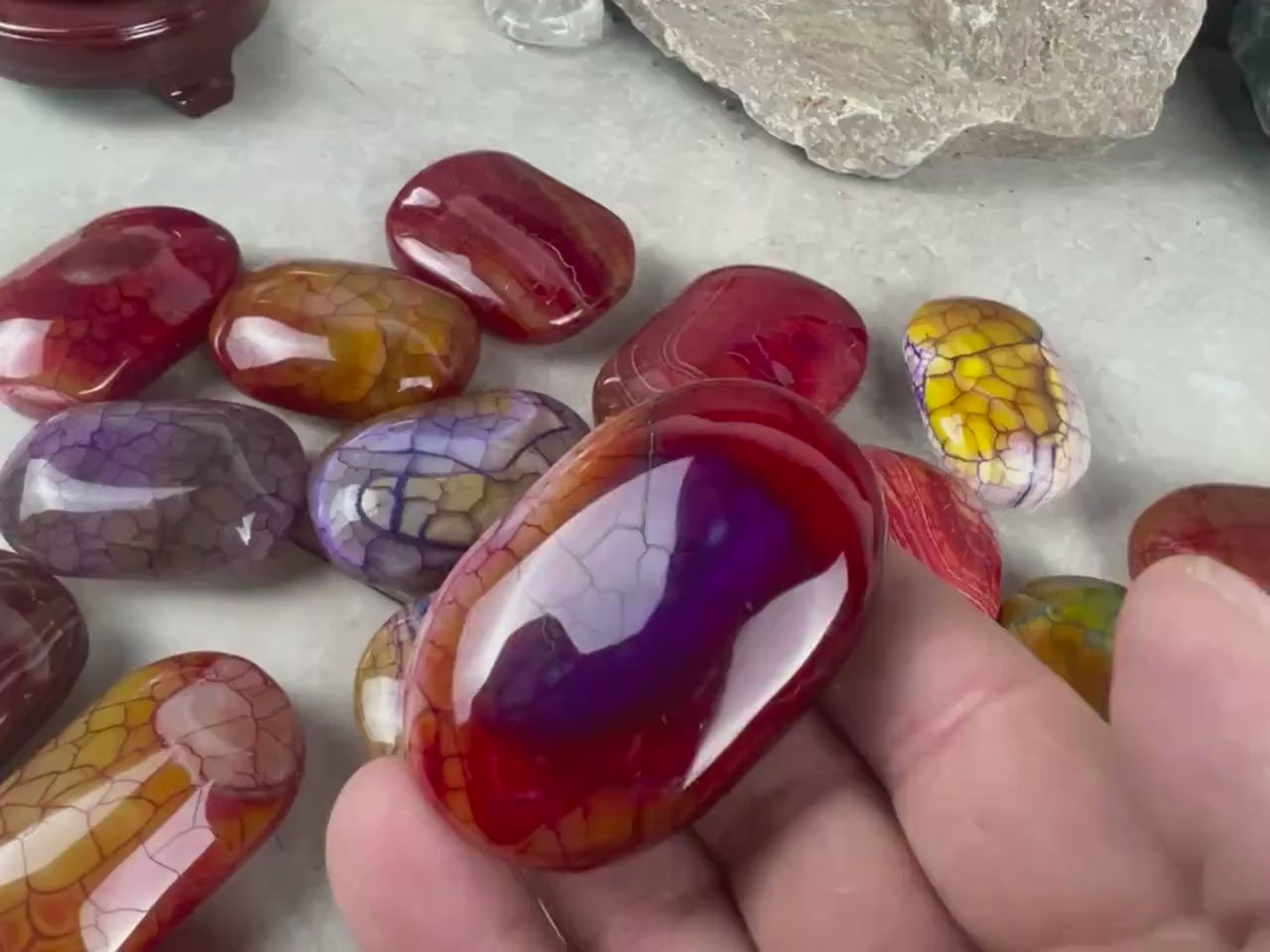Blood Dragon Veined Agate Stone Polished Worry Stone Home Decor Home Decor Anxiety Pocket Home Decor Worry Pocket Stress Anxiety Palm Stone