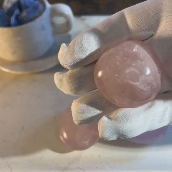 Polished Rose Quartz Palm Stone: Carved Crystal for Stress Relief