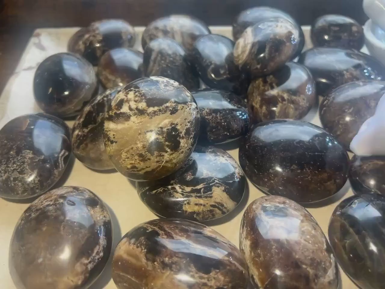 Australian Dark Opal Polished Carved Crystal for Anxiety Relief Home Decor Worry Pocket Stress Anxiety Palm Stone Distraction Gift Birthday