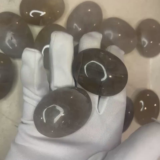 Indian Smoky Quartz Palm Stone: Polished Crystal Worry Stone Home Decor Worry Pocket Stress Anxiety Palm Stone