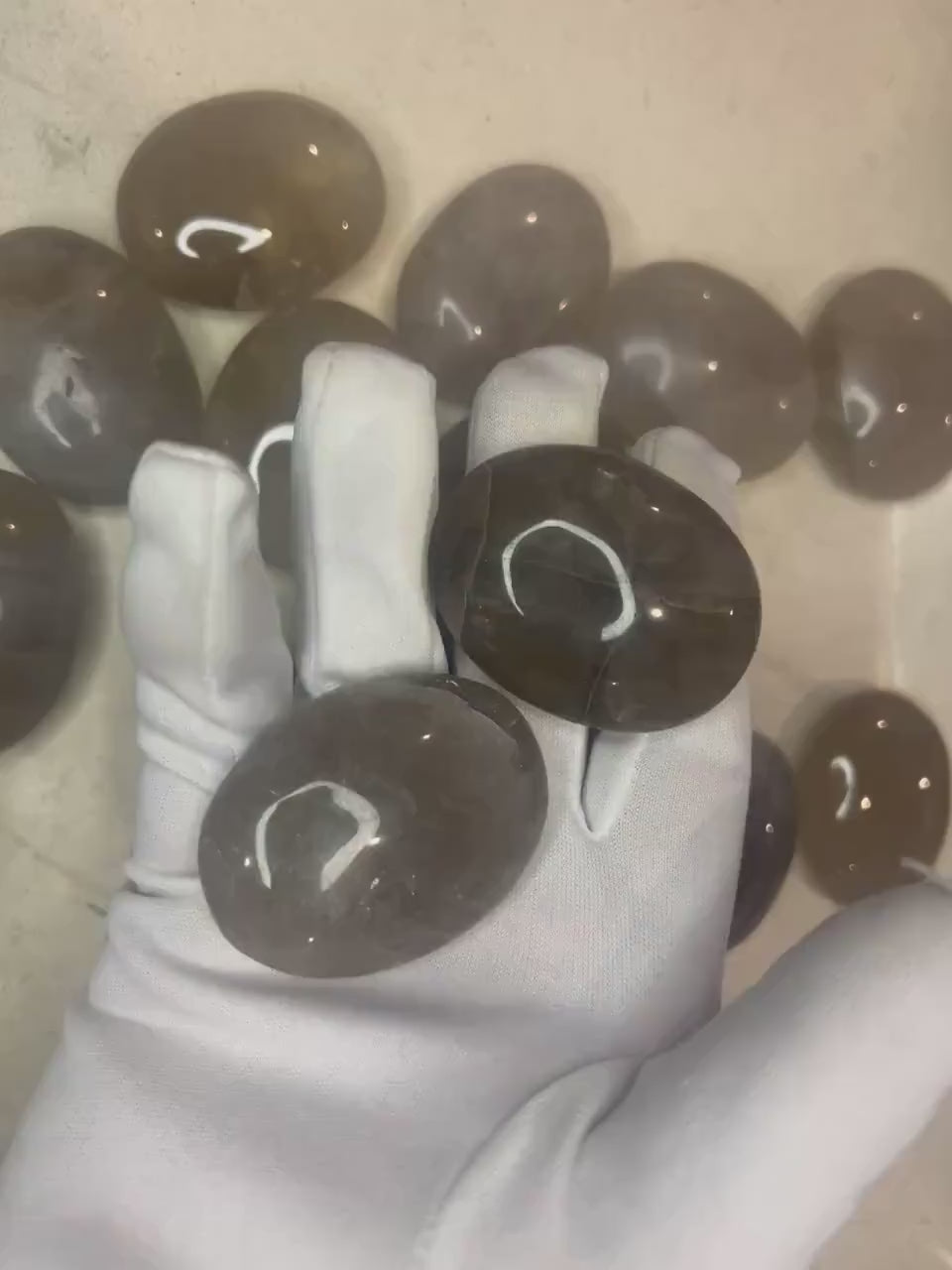 Indian Smoky Quartz Palm Stone: Polished Crystal Worry Stone Home Decor Worry Pocket Stress Anxiety Palm Stone