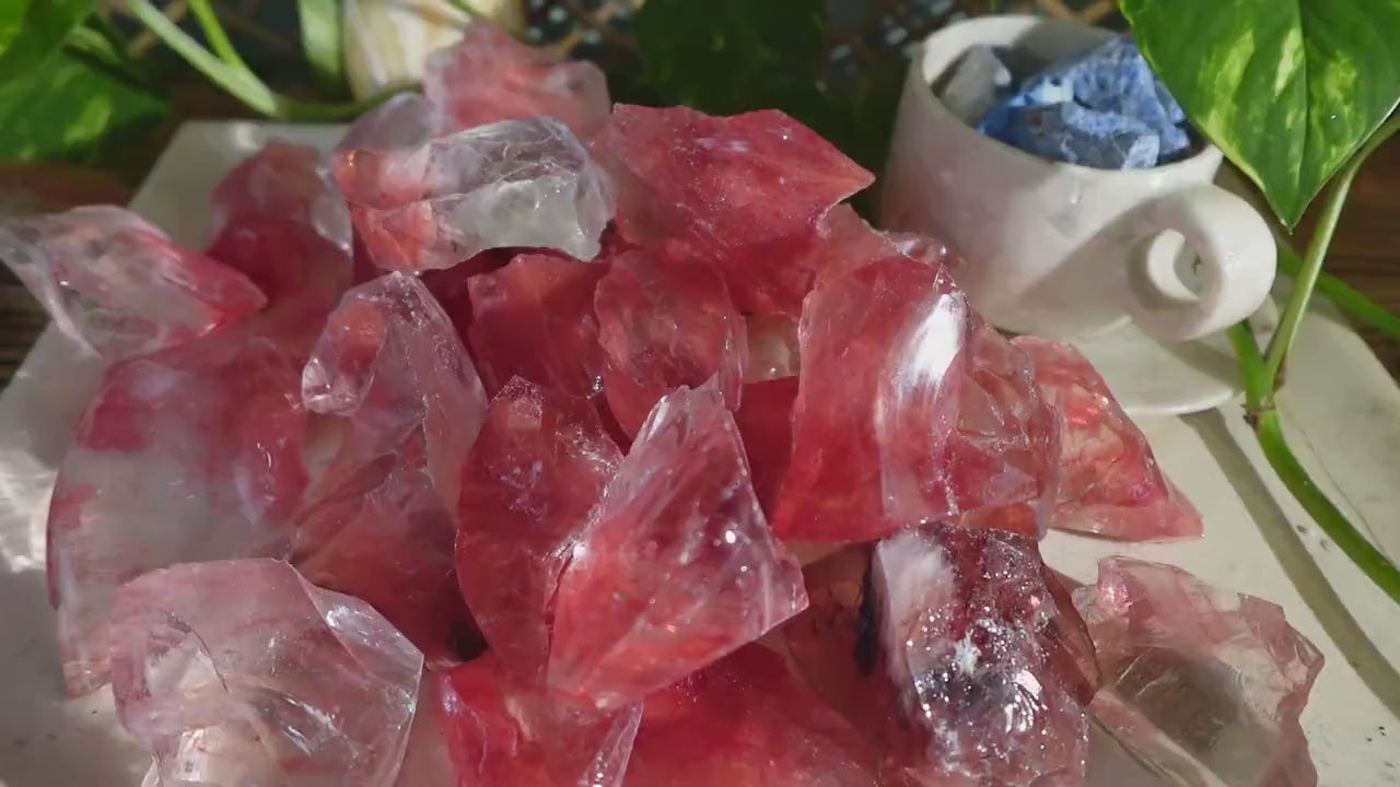 Raw Red Smelting Quartz Crystals: Root Chakra Healing Stones, Arts & Crafts