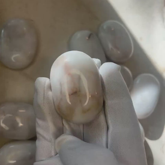 American Snow Agate Palm Stone: Polished Meditation Crystal