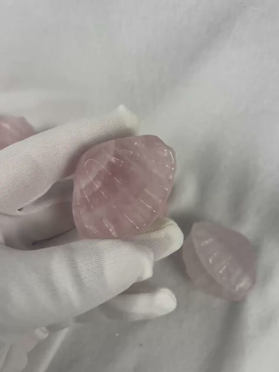 Rose Quartz Scallop Carved Palm Stone: Polished Crystal Decor Home Decor Worry Pocket Stress Anxiety Palm Stone