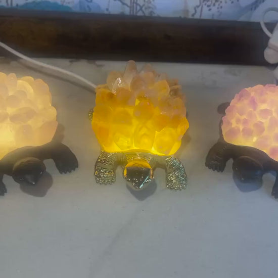 Crystal Turtle Night Light: Gemstone Shell, Calming Desk Decor