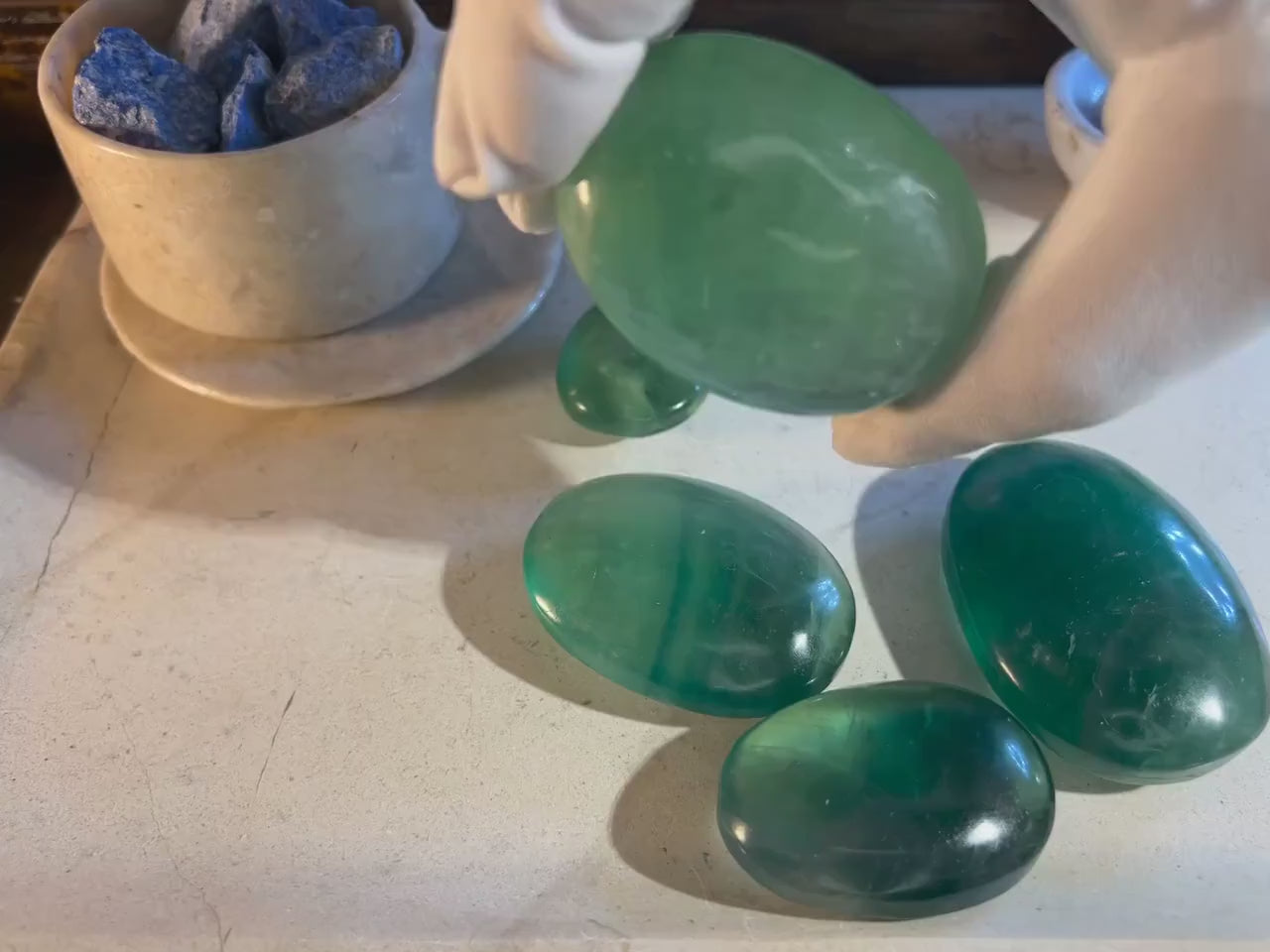 Green Fluorite Palm Stone: Polished Crystal for Stress Relief