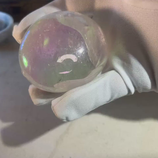 Huge Angel Aura Quartz Palm Stone: Polished Crystal for Anxiety Relief